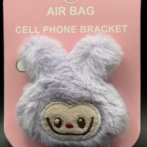 Cute Fluffy Bunny Air Bag Cell Phone Bracket Holder Lavender